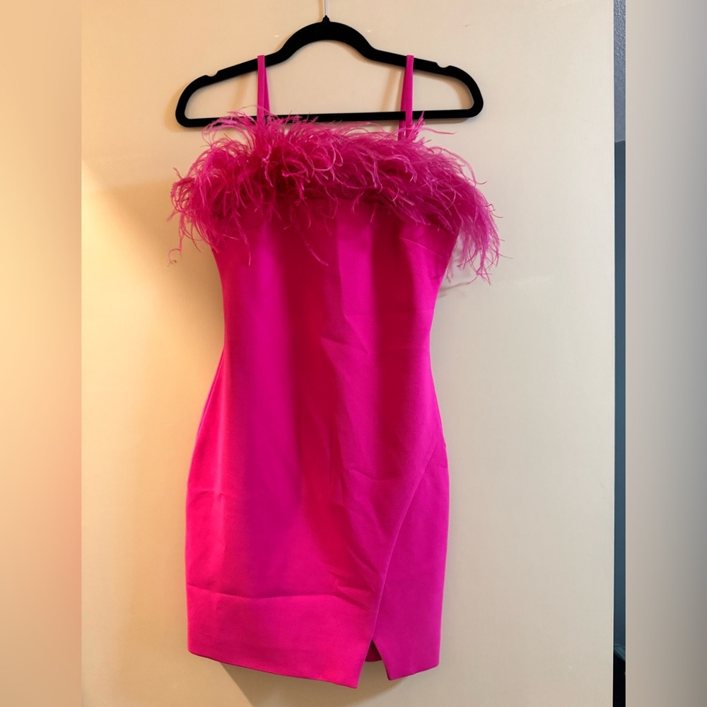 Likely Fuchsia Feather Dress